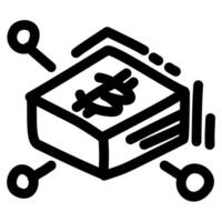 Bitcoin symbol on a block with connections, symbolizing blockchain technology and decentralized finance vector