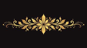 Gold vignette with abstract floral ornament on a black background vector