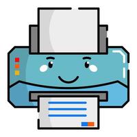 Printer Icon. Office Icon in lineal color. Kawaii style vector