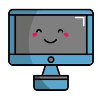 Monitor Icon. Office Icon in lineal color. Kawaii style vector