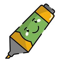 Highlighter Icon. Office Icon in lineal color. Kawaii style. vector