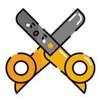 Scissors Icon. Office Icon in lineal color. Kawaii style vector