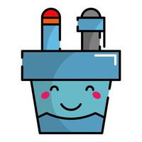Pencil Case Icon. Office Icon in lineal color. Kawaii style vector
