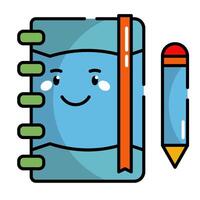 Notebook Icon. Office Icon in lineal color. Kawaii style vector