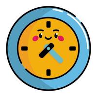 Wall clock Icon. Office Icon in lineal color. Kawaii style vector