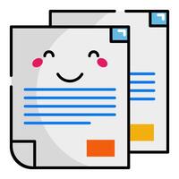 File Icon. Office Icon in linial color. Kawaii style. vector