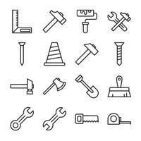 A set of tools and equipment, including hammers, wrenches, and screwdrivers vector