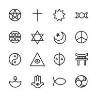 A collection of religious symbols including a cross, a star, a crescent moon vector