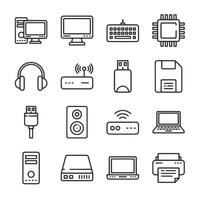 A collection of computer peripherals and accessories vector
