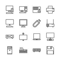 A collection of computer peripherals and devices vector