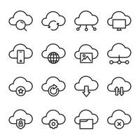A collection of cloud icons, including a phone, a computer, and a TV vector
