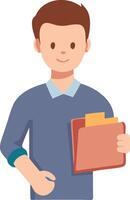Office Icon of Employee with Paperwork vector