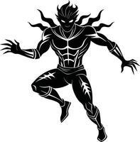 Mystical Hero Silhouette in Action Pose vector