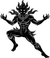 Shadowy Fantasy Figure in Dynamic Motion vector