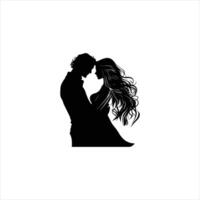 Valentine Silhouette of a Couple Embracing in Minimalist Black and White Design vector