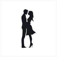 Romantic Valentine Silhouette of a Couple Holding Hands in Elegant Black and White Minimalist Style vector