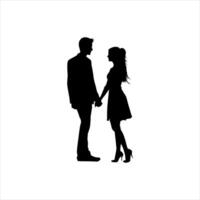 Happy Valentine Silhouette of a Couple Embracing in Minimalist Black and White Design vector