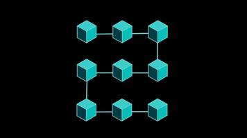Blockchain server, Cyan futuristic digital block, Digital cube technology. video