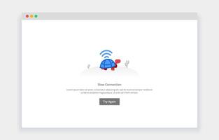 Modern flat design concept of turtle walk slowly, Slow connection for website and mobile website. empty state page template vector