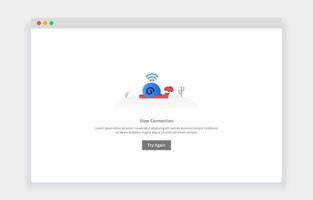 Modern flat design concept of snail walk slowly, Slow connection for website and mobile website. empty state page template vector