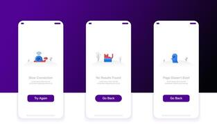 onboarding screens or empty states. Slow connection, no result found, page doesn't exist vector