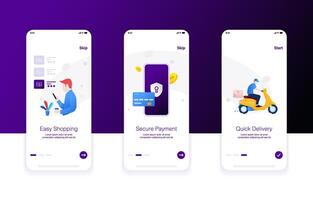 e-commerce step easy shopping, security payment and quick delivery vector
