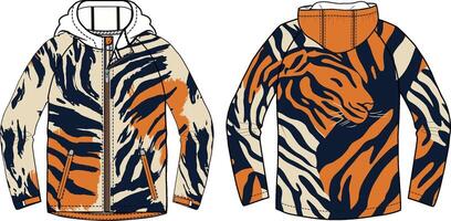Tiger print design on a hoodie vector