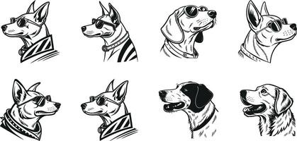 Stylized Dog Head Graphics for Digital and Print Designs vector