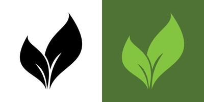 Green leaf icon. Icon of two leaves. Leaves icon on isolated background. Design elements for natural, eco, vegan, bio labels. Vegan, 100 per cent organic. vector