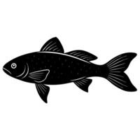 Fish silhouette icon with smooth minimalistic design. vector