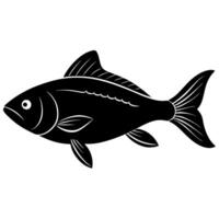 Fish silhouette icon with smooth curves minimalistic design. vector