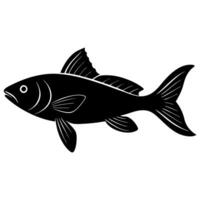 Fish silhouette icon smooth minimalistic design. vector