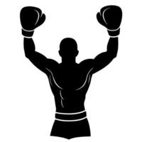 Boxing icon silhouette featuring a dynamic punching pose ideal design vector