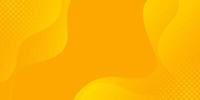 Bright orange-yellow fluid wave background with halftone. Abstract gradient color vector