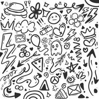 Doodle lines, Arrows, circles and curves.hand drawn design elements isolated on white background for infographic. illustration. vector