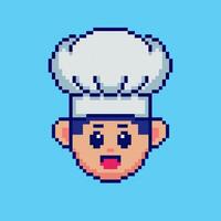 Pixel art Cute Head Chef Character game asset design vector