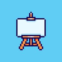 Pixel art Blank Canvas on Easel game asset design vector
