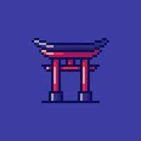 Pixel art Japanese Torii Gate game asset design vector