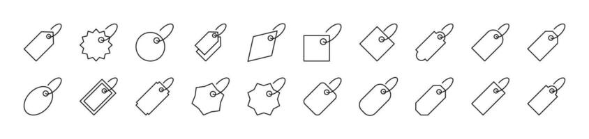 Pack of Line Icons of Labels. Editable Stroke. Minimalistic Linear Pictogram for Design of Cards, Apps, Banners, Posts vector