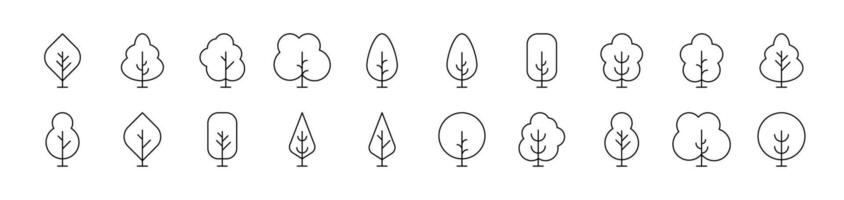 Tree and Forest Set of Thin Icons. Editable Stroke. Suitable for Web Sites, Books, Cards, Apps vector