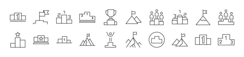 Winner and Pedestal Icon Set for UI, Placards, Books, Apps. Editable Stroke. Suitable for Web Sites, Books, Cards, Apps vector