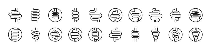 Digestion and Intestine Collection of Thin Icons. Editable Stroke. Suitable for Web Sites, Books, Cards, Apps vector
