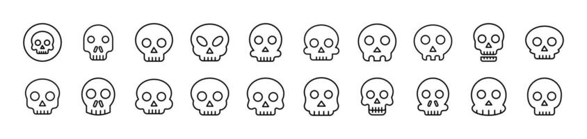 Skull and Bone Related Icon Set. Editable Stroke. Suitable for Web Sites, Books, Cards, Apps vector