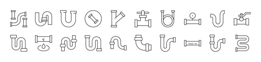 Pipe Outline Simple Linear Image Collection. Editable Stroke. Suitable for Web Sites, Books, Cards, Apps vector