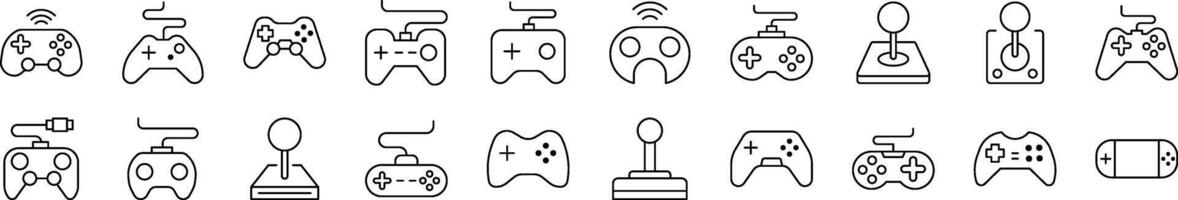 Bundle of Line Icons of Joystick. Editable Stroke. Minimalistic Linear Pictogram for Design of Cards, Apps, Banners, Posts vector