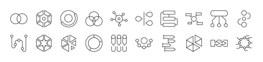 Hierarchy Set of Thin Icons. Editable Stroke. Suitable for Web Sites, Books, Cards, Apps vector