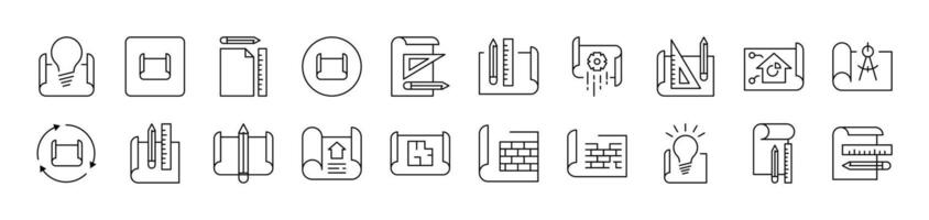 Drafts and Drawings Collection of Thin Icons. Editable Stroke. Suitable for Web Sites, Books, Cards, Apps vector