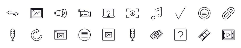 Essential signs for interface thin signs collection. Simple linear illustration for stores, shops, banners, design. Editable stroke vector