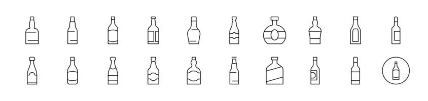 Bottle Outline Simple Linear Image Collection. Editable Stroke. Suitable for Web Sites, Books, Cards, Apps vector