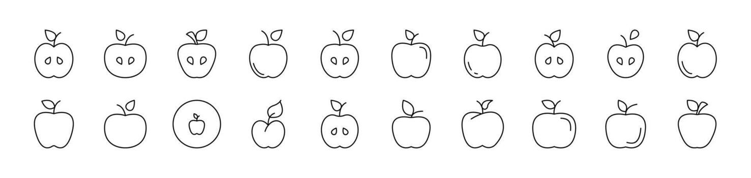 Apple Related Icon Set. Editable Stroke. Suitable for Web Sites, Books, Cards, Apps vector